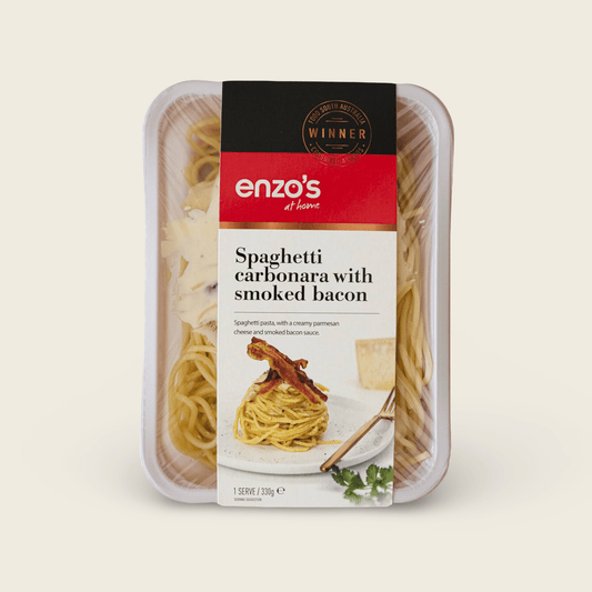 Spaghetti Carbonara with Smoked Bacon - Enzo's at Home